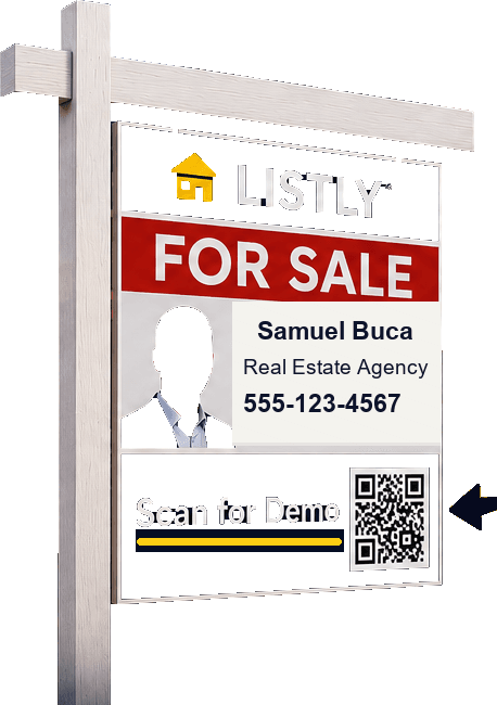 Listly.Estate real estate sign with demo QR code