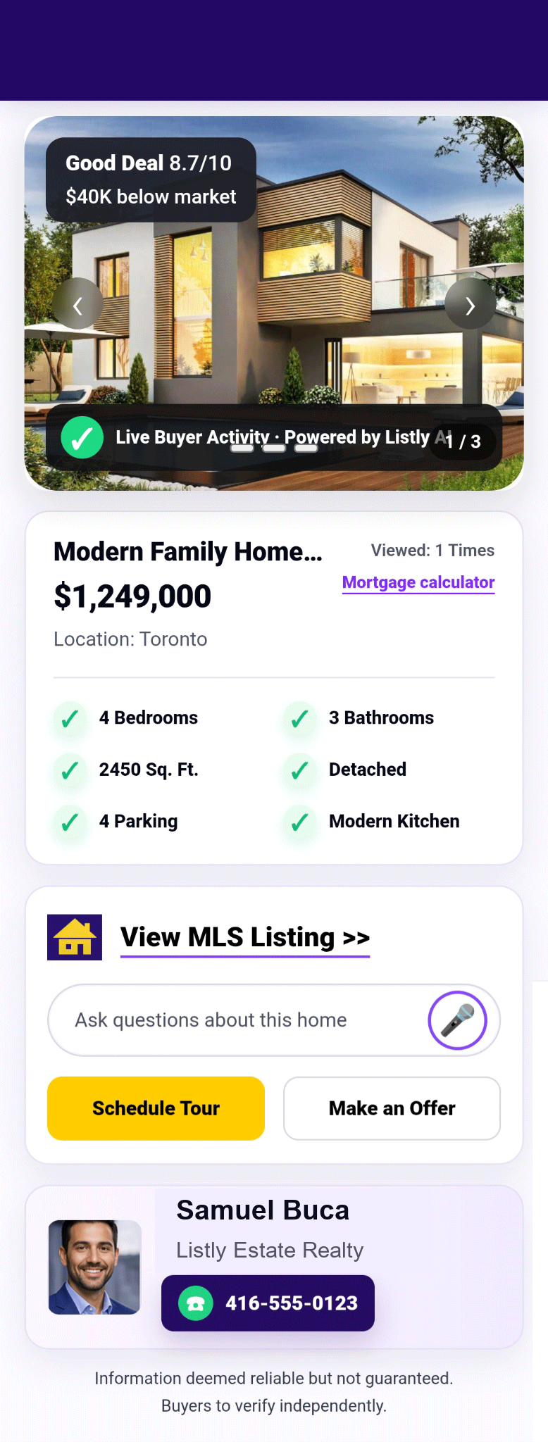 Listly.Estate buyer app preview
